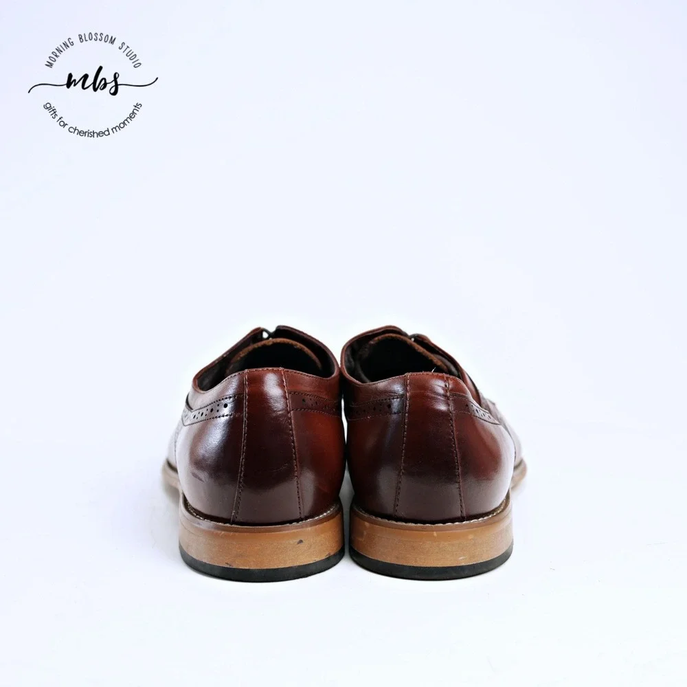 Stacy Adams Dickinson Cap Toe Classic Lace‎ Up Derby Shoes Cognac Brown Men 13